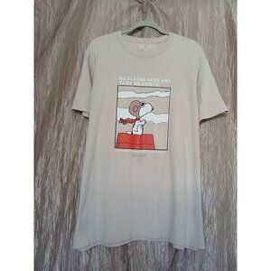 Uniqlo UT × Peanuts T Shirt Mens XL Beige Cotton Short Sleeve Snoopy Schultz